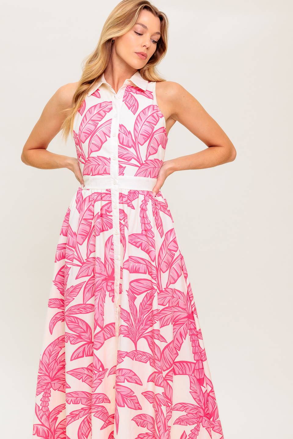 WHISPER IN BLOOM WOVEN MIDI DRESS