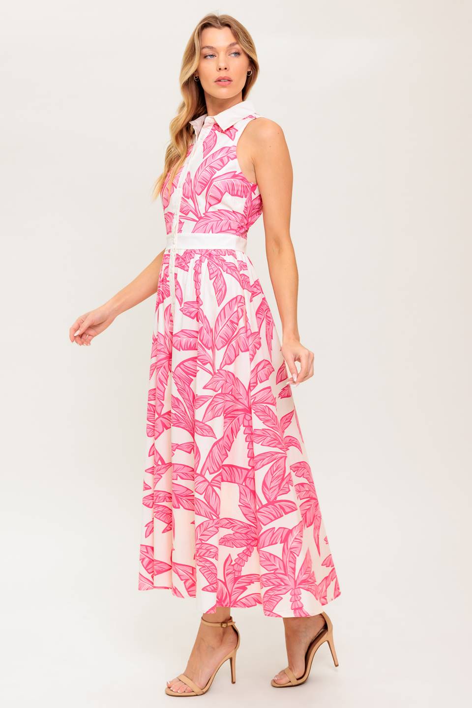 WHISPER IN BLOOM WOVEN MIDI DRESS