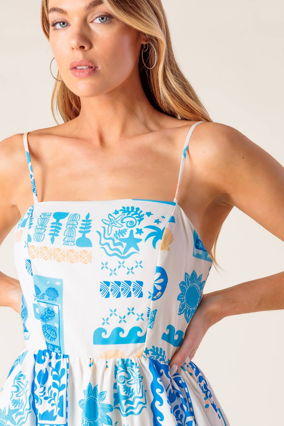 FLOWER GIRL BLUE WOVEN MIDI DRESS