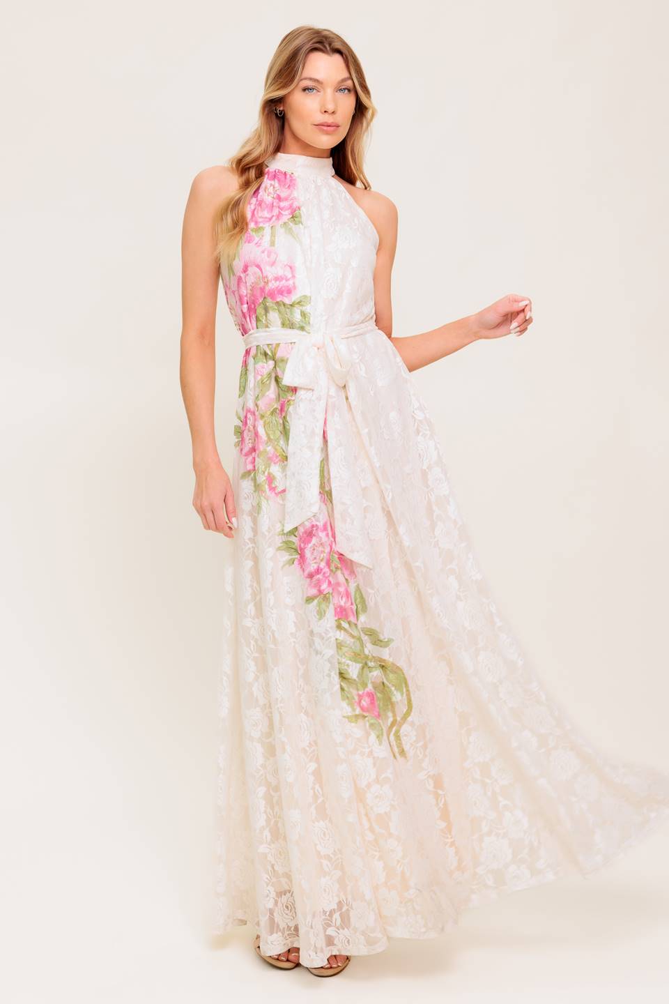 BOTANICAL DREAM WOVEN LACE MAXI DRESS