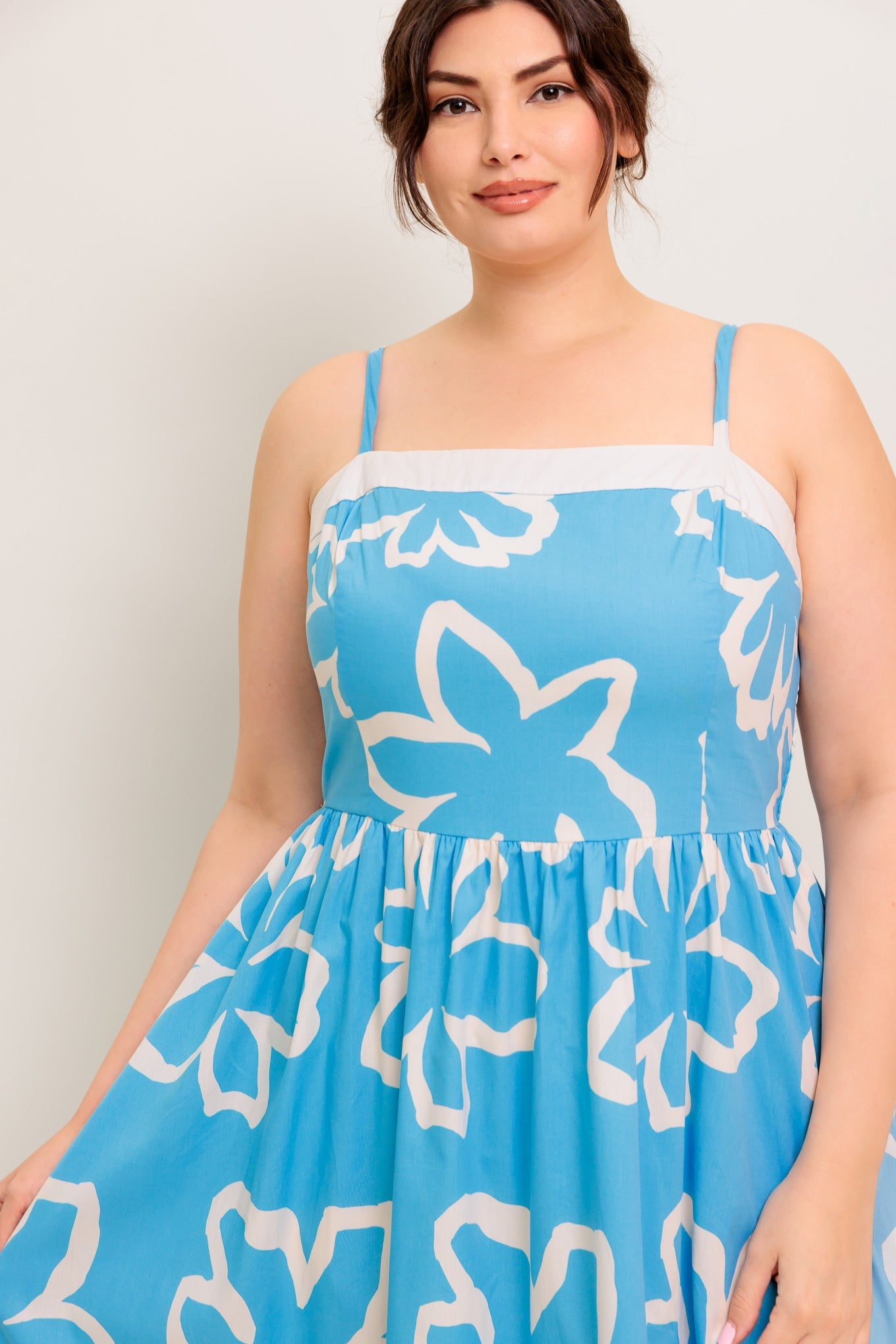 SERENE PETALS BLUE WOVEN MIDI DRESS