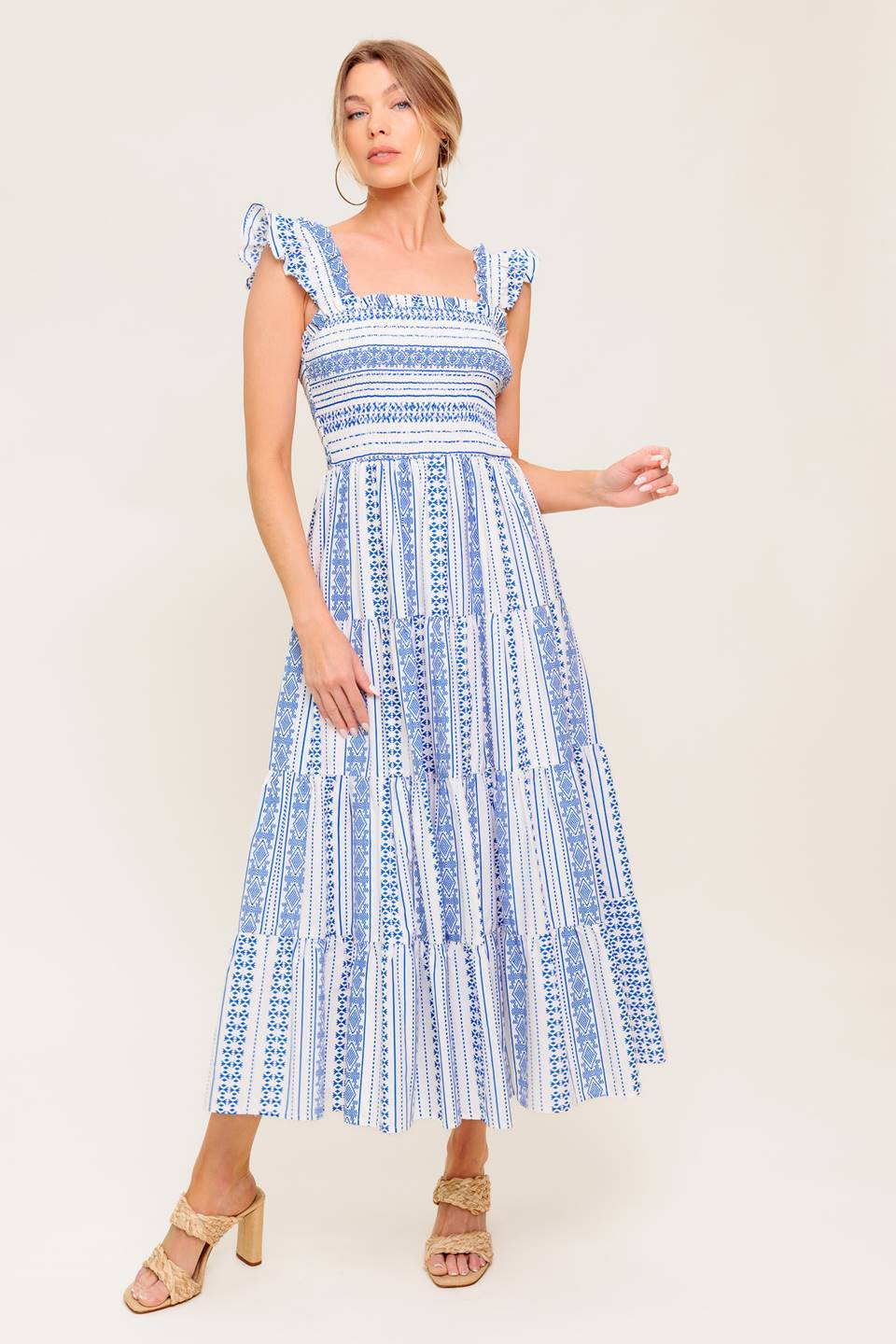 MIDSUMMER PETALS WOVEN MIDI DRESS