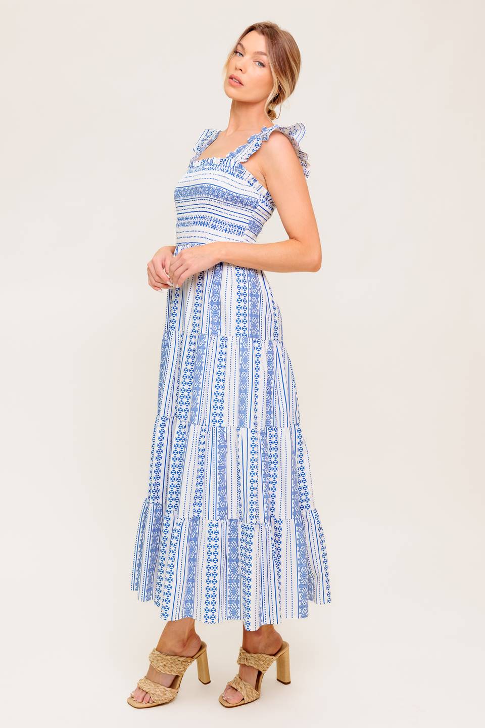MIDSUMMER PETALS WOVEN MIDI DRESS