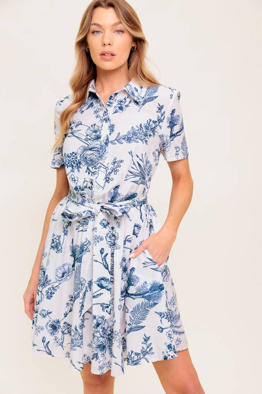 WILDFLOWER ROMANCE WOVEN MINI SHIRT DRESS