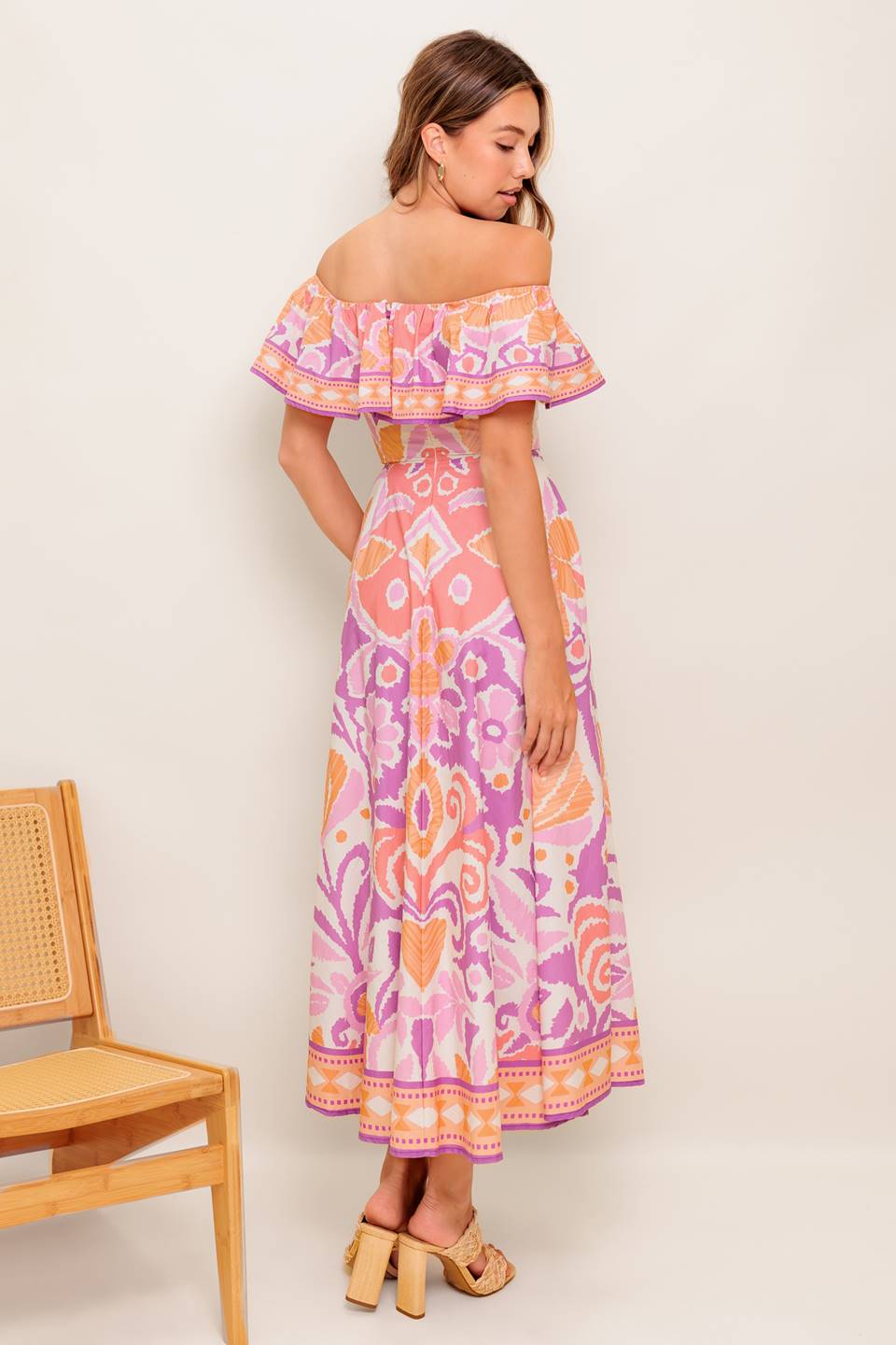 CABANA DREAM LAVENDER WOVEN MIDI DRESS