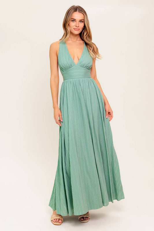 SUNSHINE ON MY MIND SAGE WOVEN MAXI DRESS
