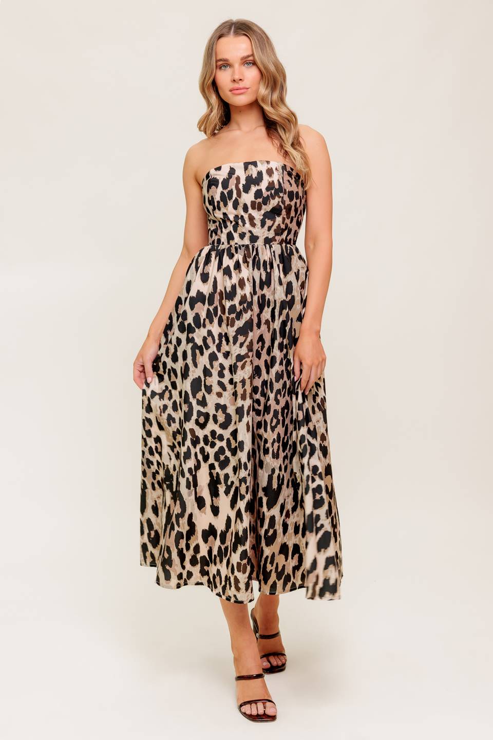 FLUTTER GLOW BALLET WOVEN MIDI DRESS