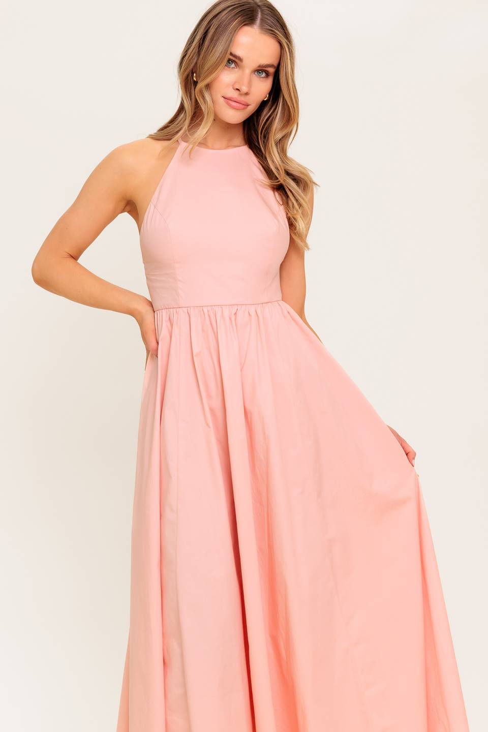 FERN KISSED CORAL WOVEN MIDI DRESS