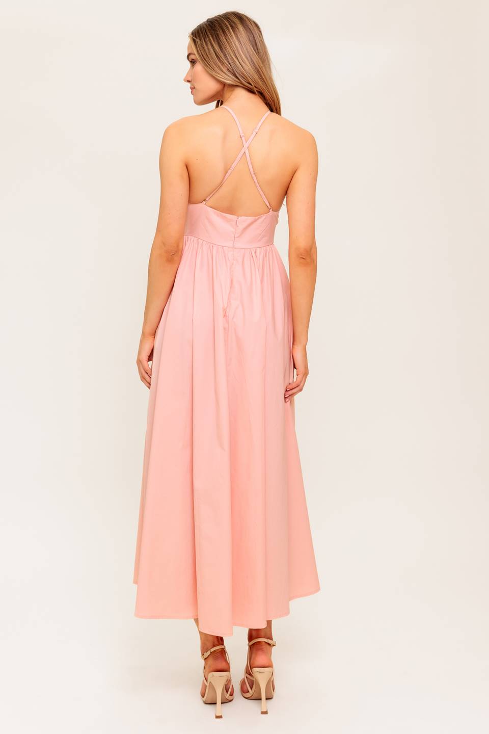 FERN KISSED CORAL WOVEN MIDI DRESS