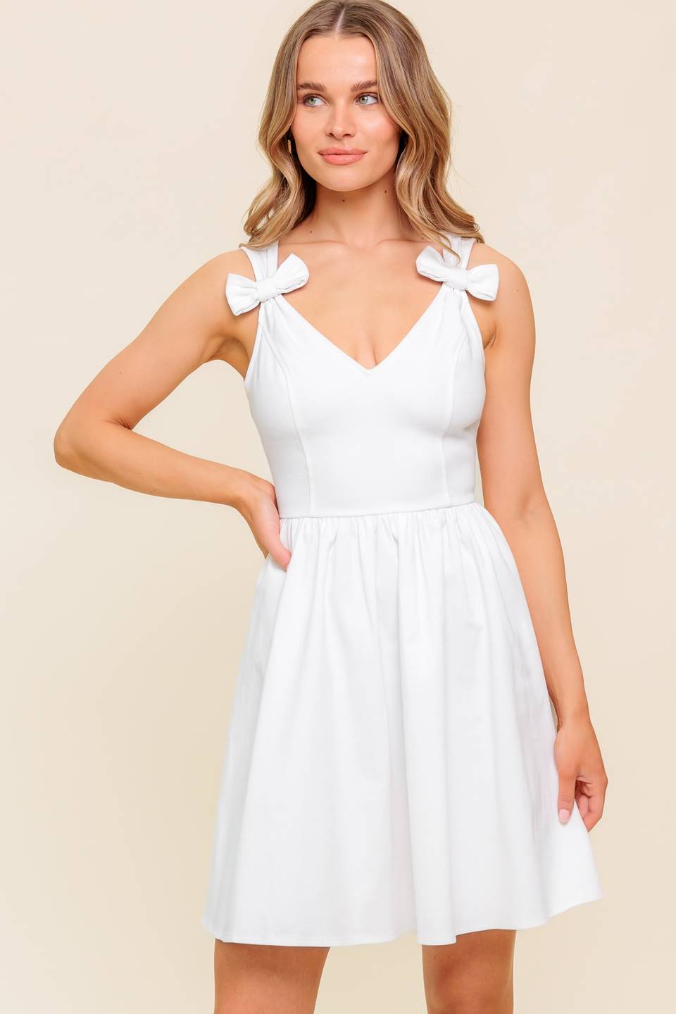 LOVABLE SPIRIT WHITE DENIM WOVEN MINI DRESS