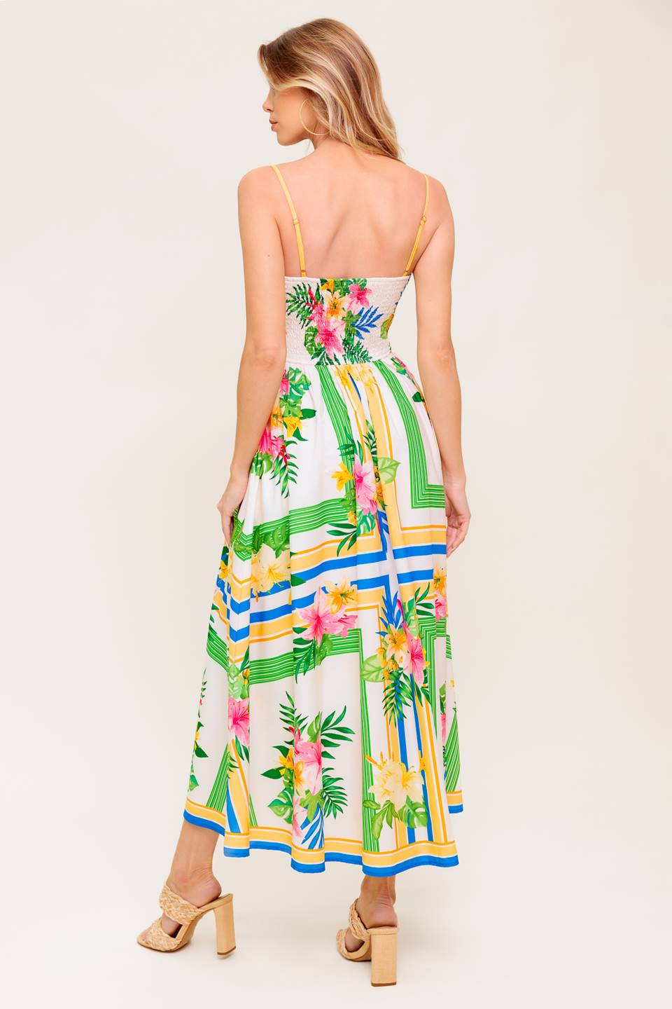 FLORAL HARMONY WOVEN MIDI DRESS