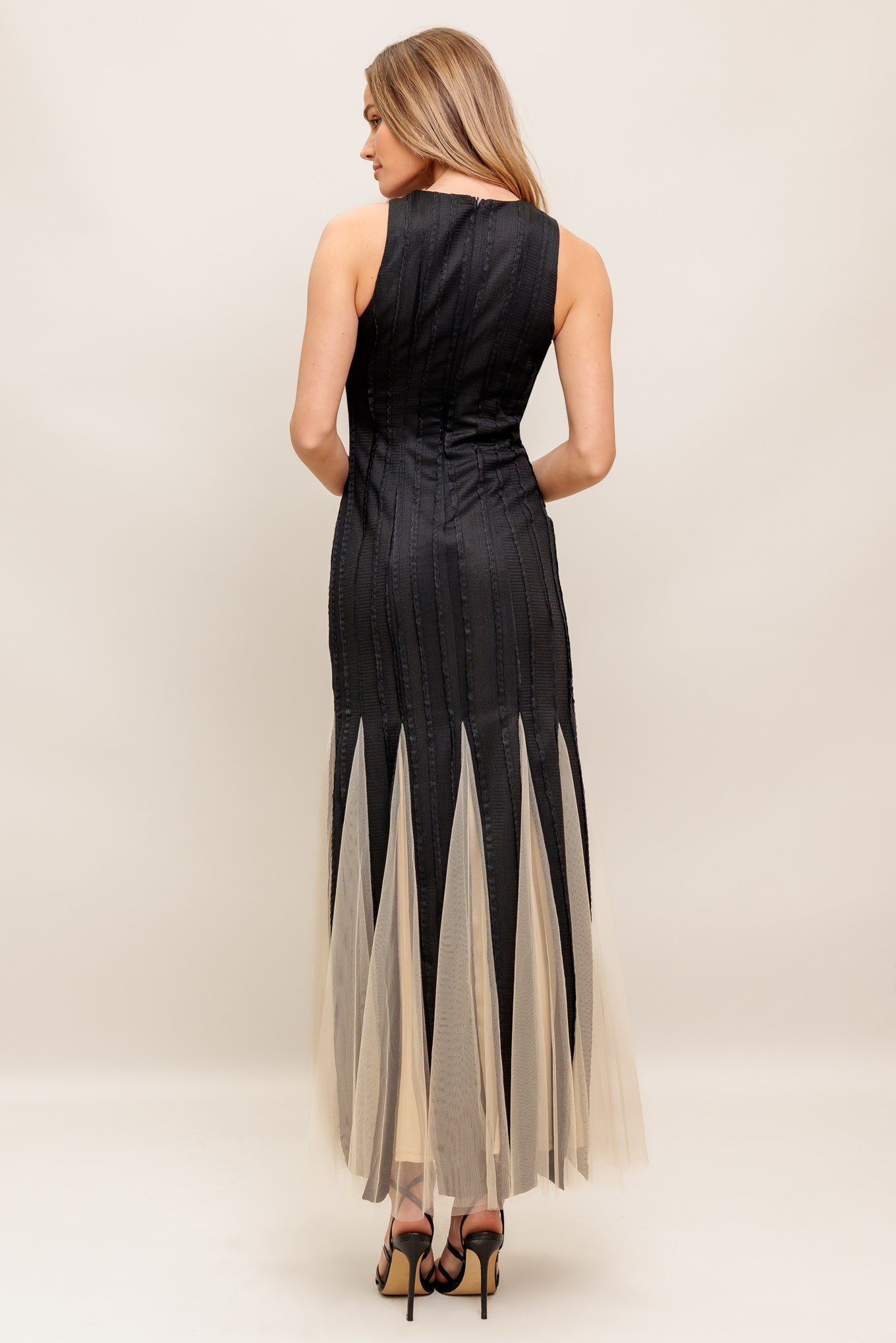 NOIR TULLE BLACK KNIT MAXI DRESS