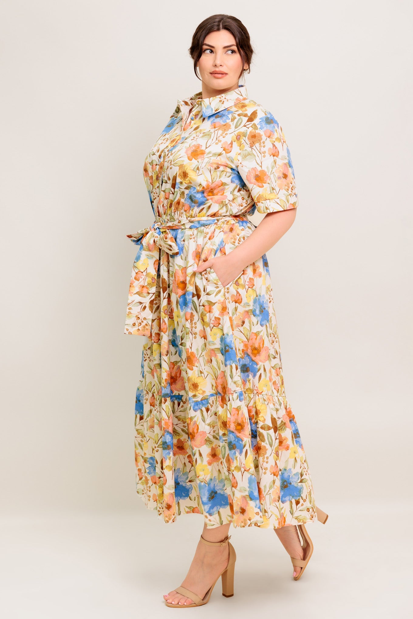 HAZEL DREAM IVORY WOVEN MIDI DRESS