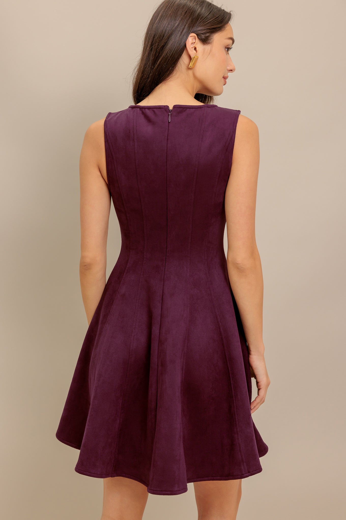 WINE IN THE SUN FAUX SUEDE MINI DRESS