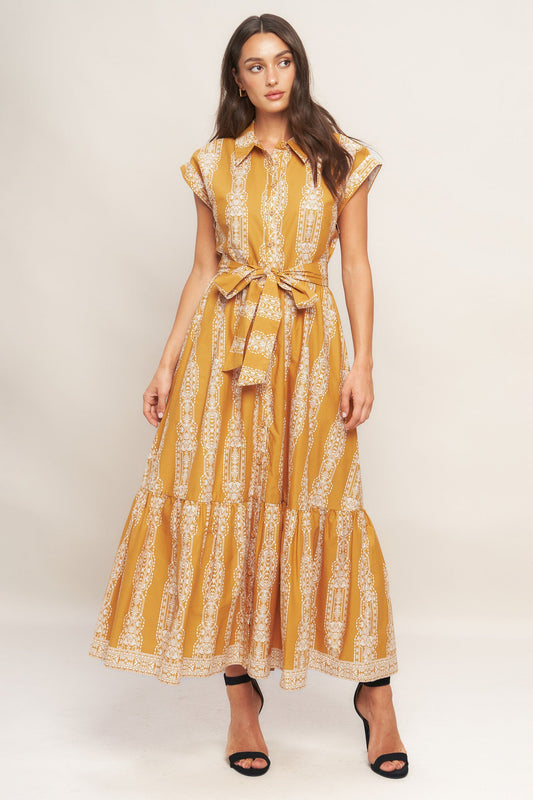 DESERT BLOOM WOVEN MIDI DRESS