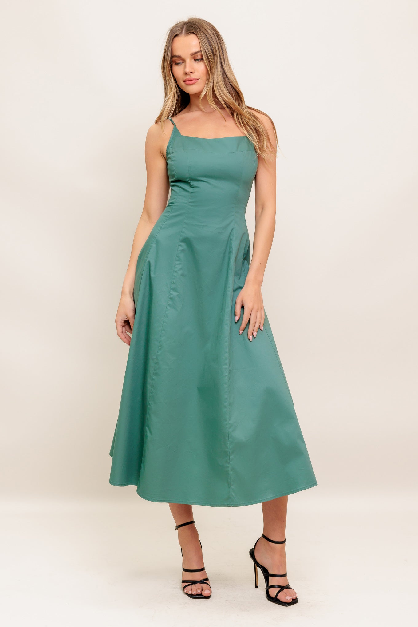 VERDE ELEGANTE WOVEN MIDI DRESS