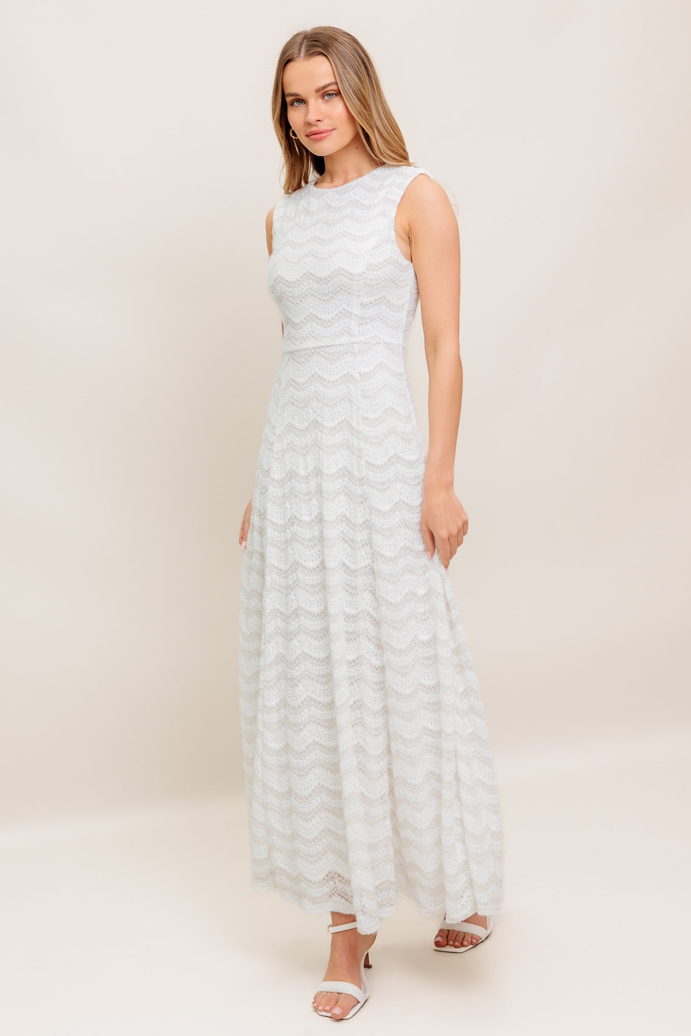 HEARTFELT CREAM WOVEN LACE ANKLE DRESS