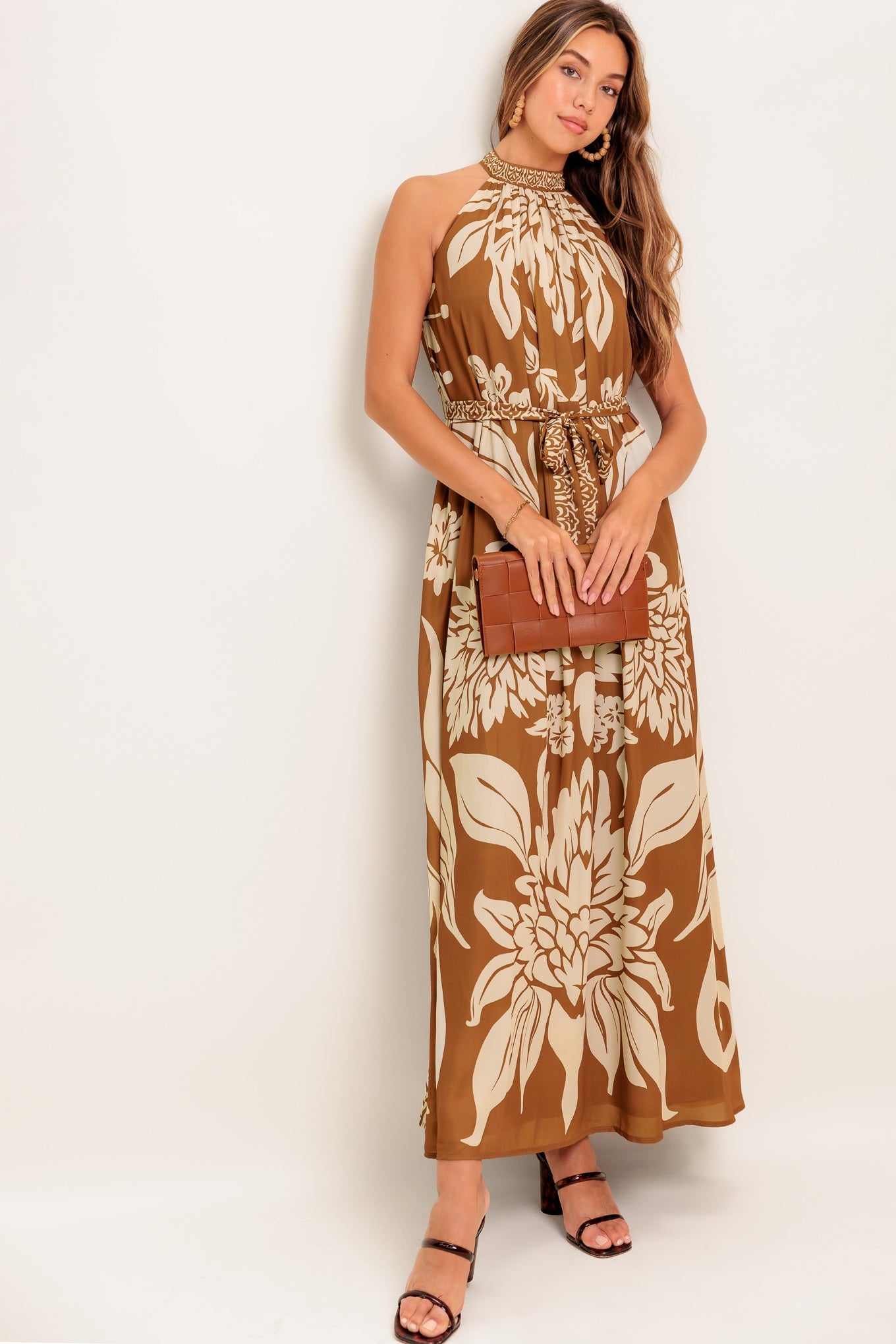HAVANA HALO BROWN WOVEN ANKLE DRESS