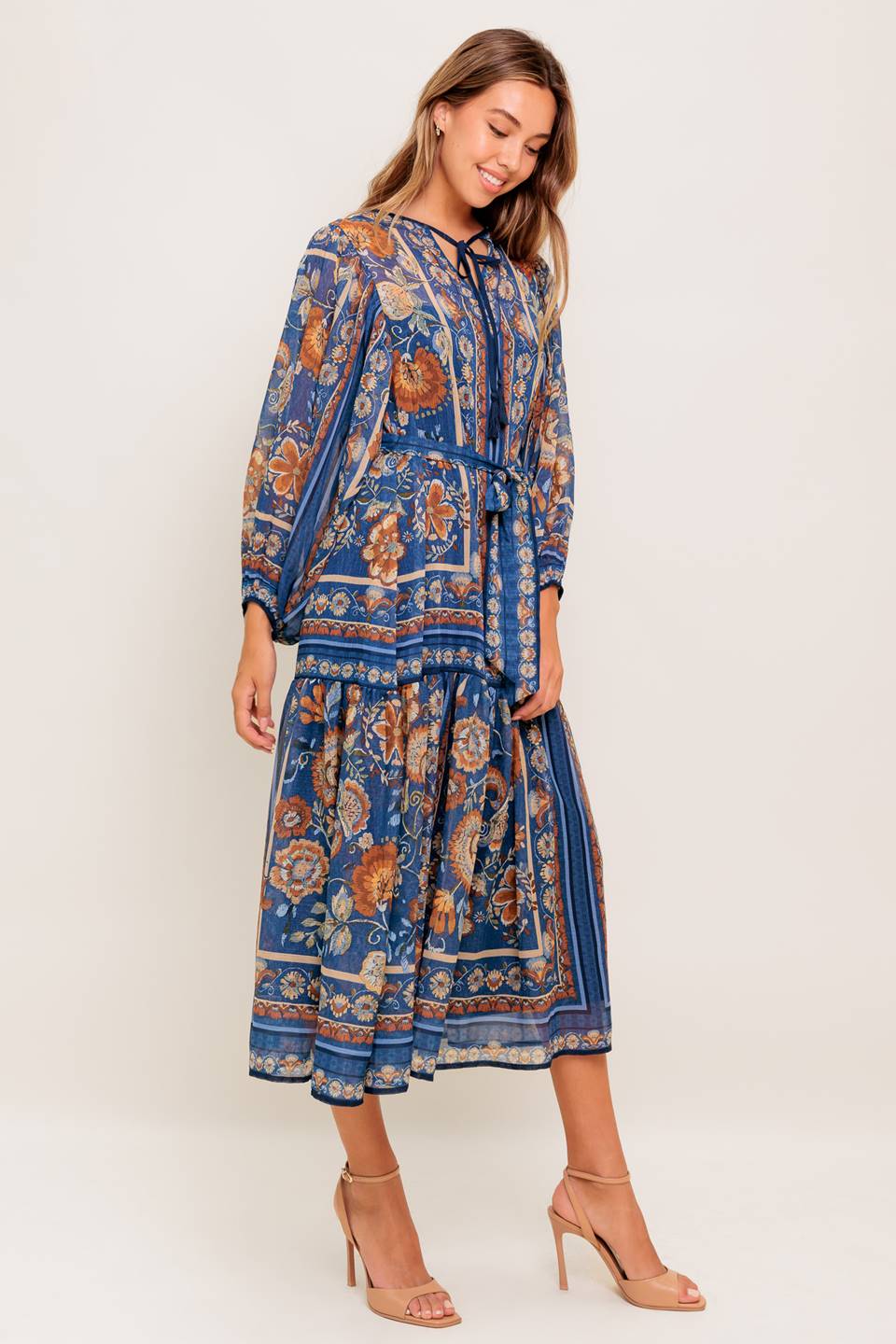 BOHEMIAN TAPESTRY WOVEN MIDI DRESS