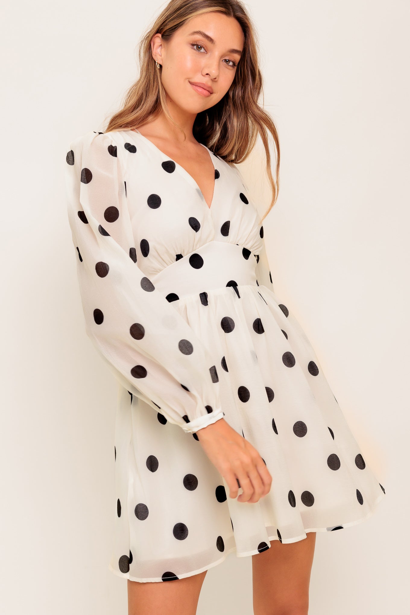 MONROE DOT CHIFFON WOVEN MINI DRESS