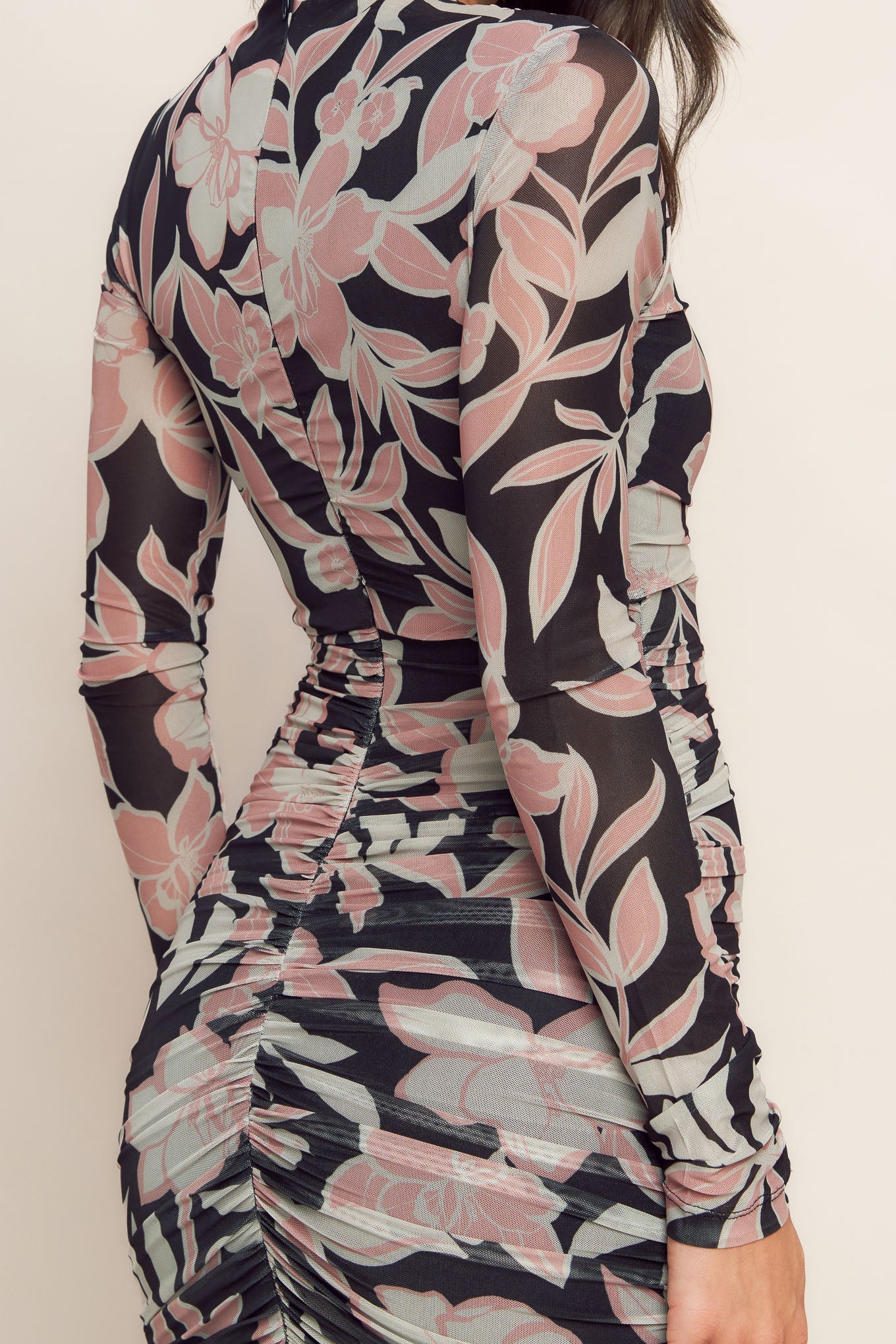 MUTED ROMANCE POWER MESH MIDI DRESS