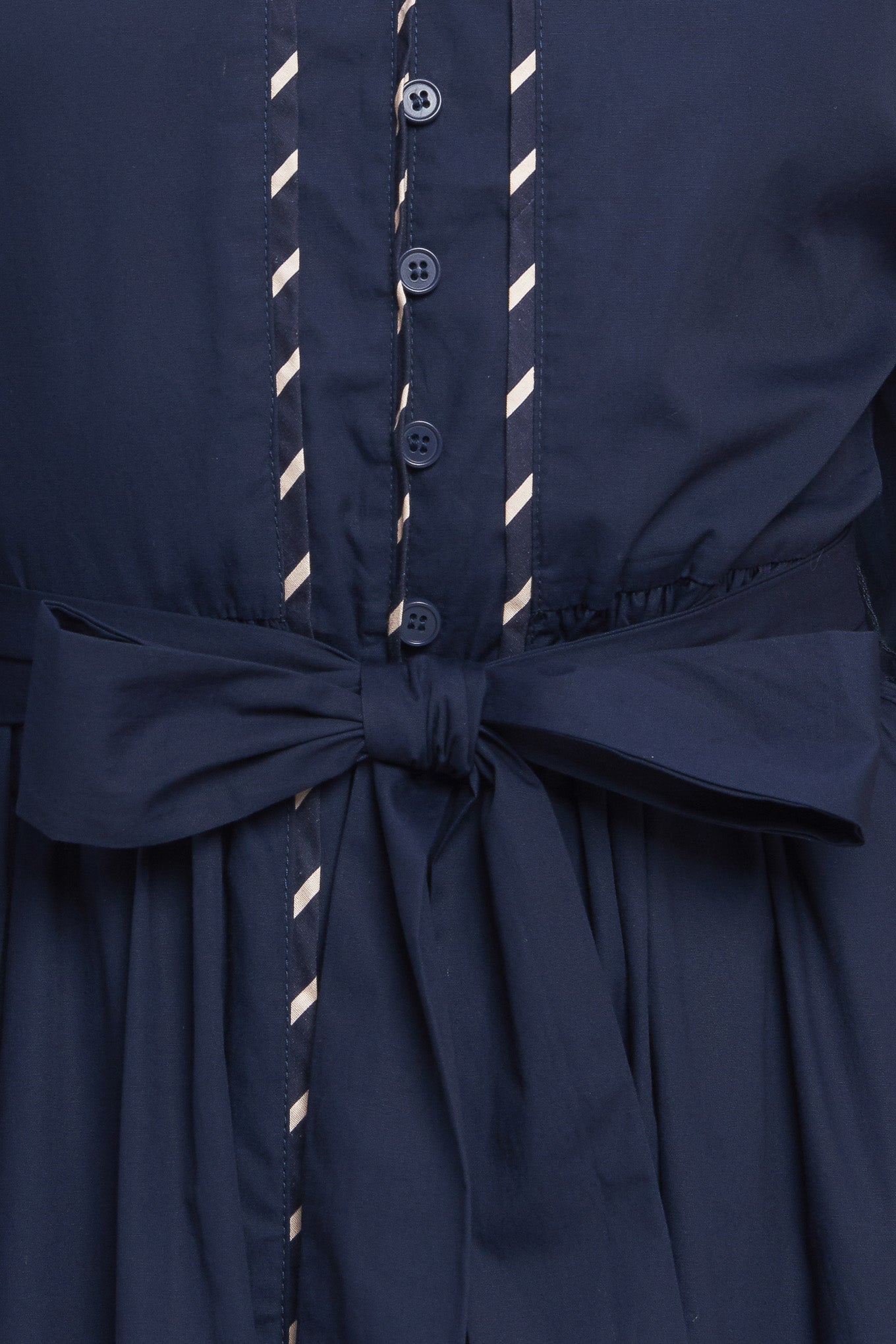 SHINE BRIGHT NAVY LONG SLLEVE WOVEN MIDI DRESS