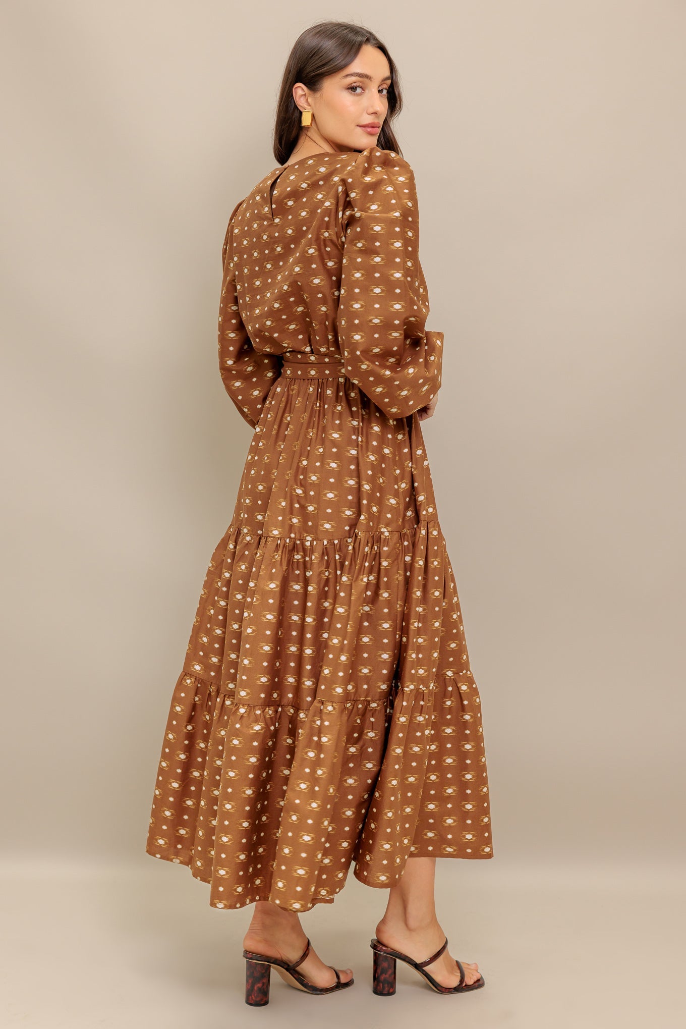 CINNAMON WALTZ WOVEN MIDI DRESS