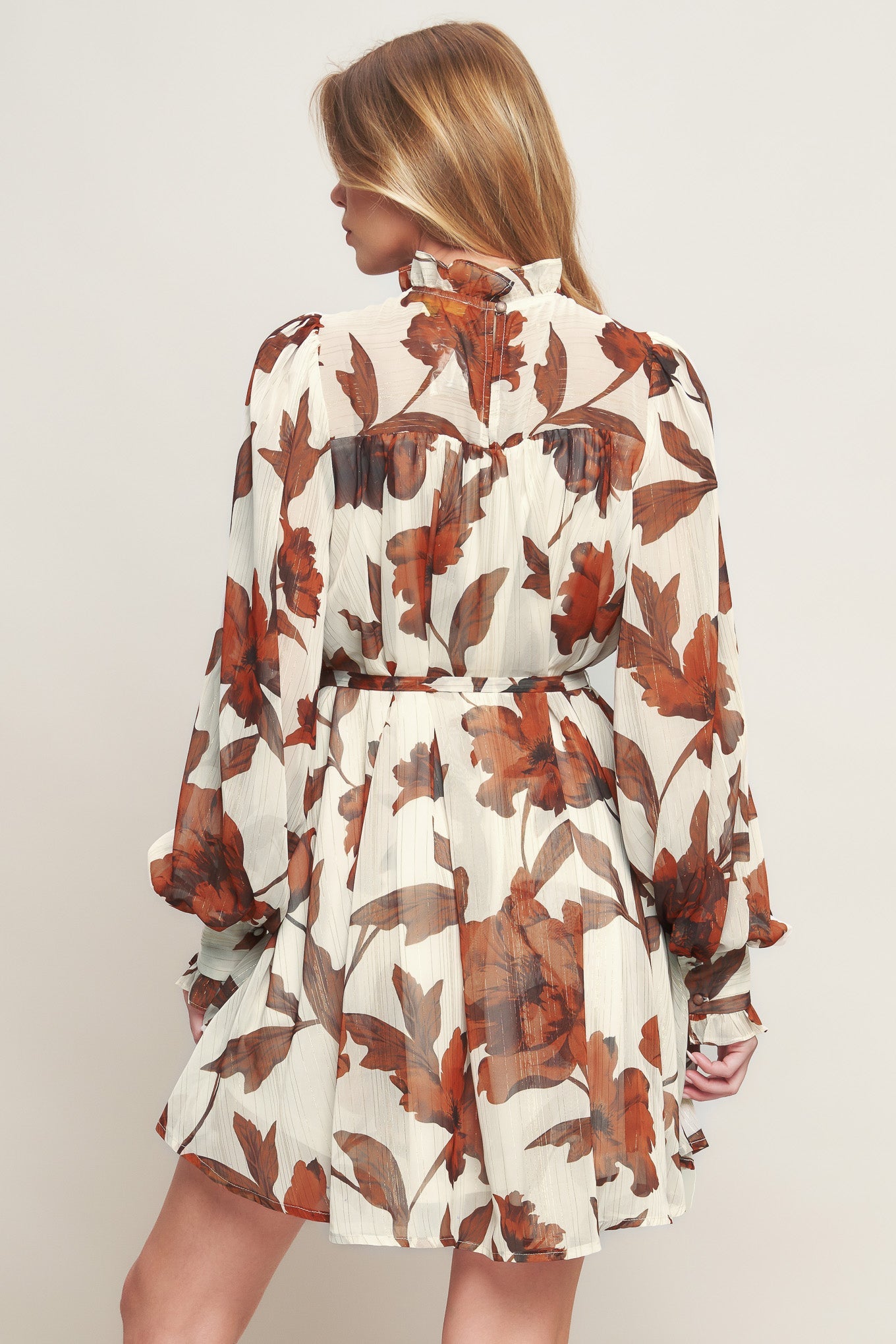 EARTHLY BLOOM WOVEN MINI DRESS