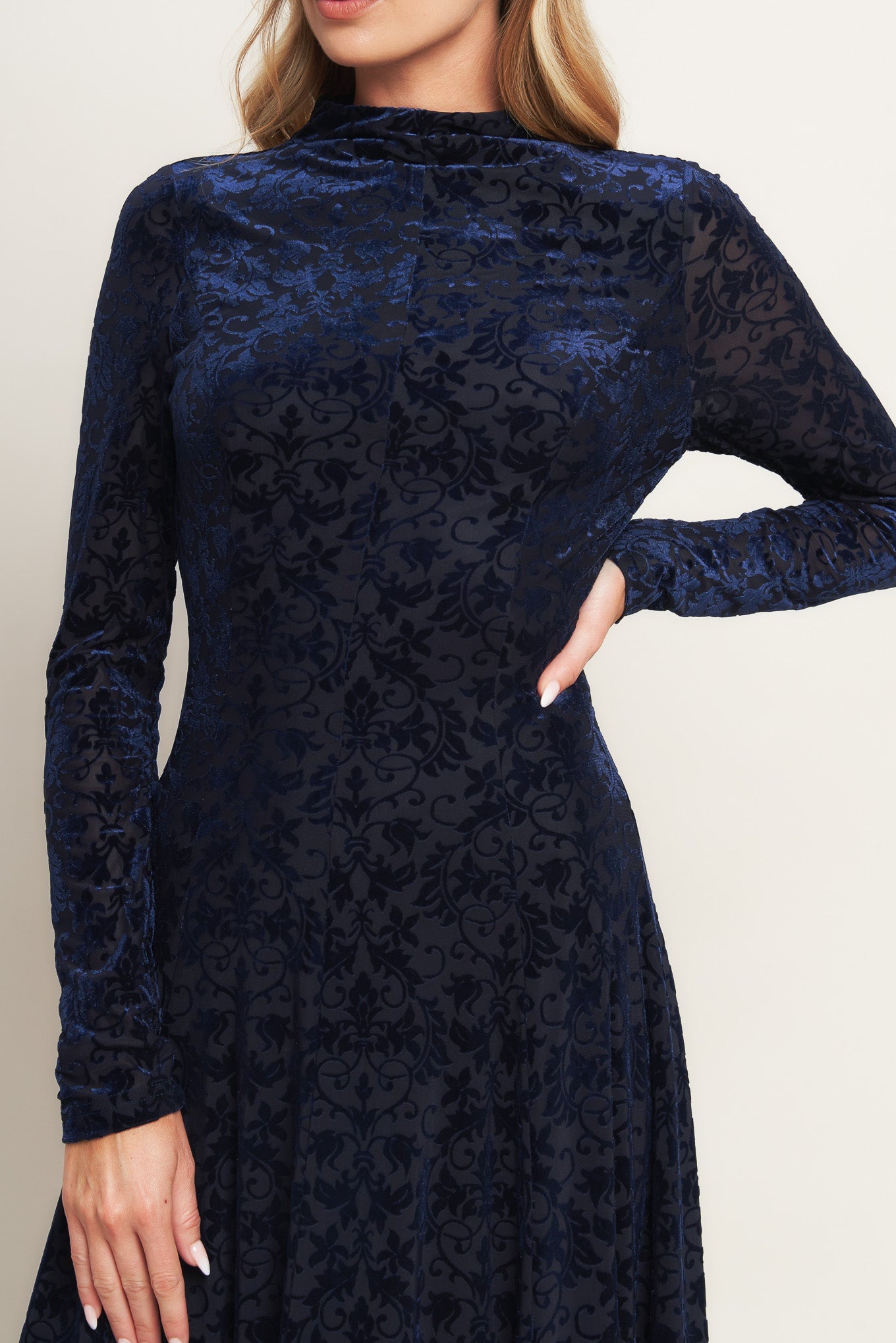 VELVET GALAXY CHARM MIDI DRESS