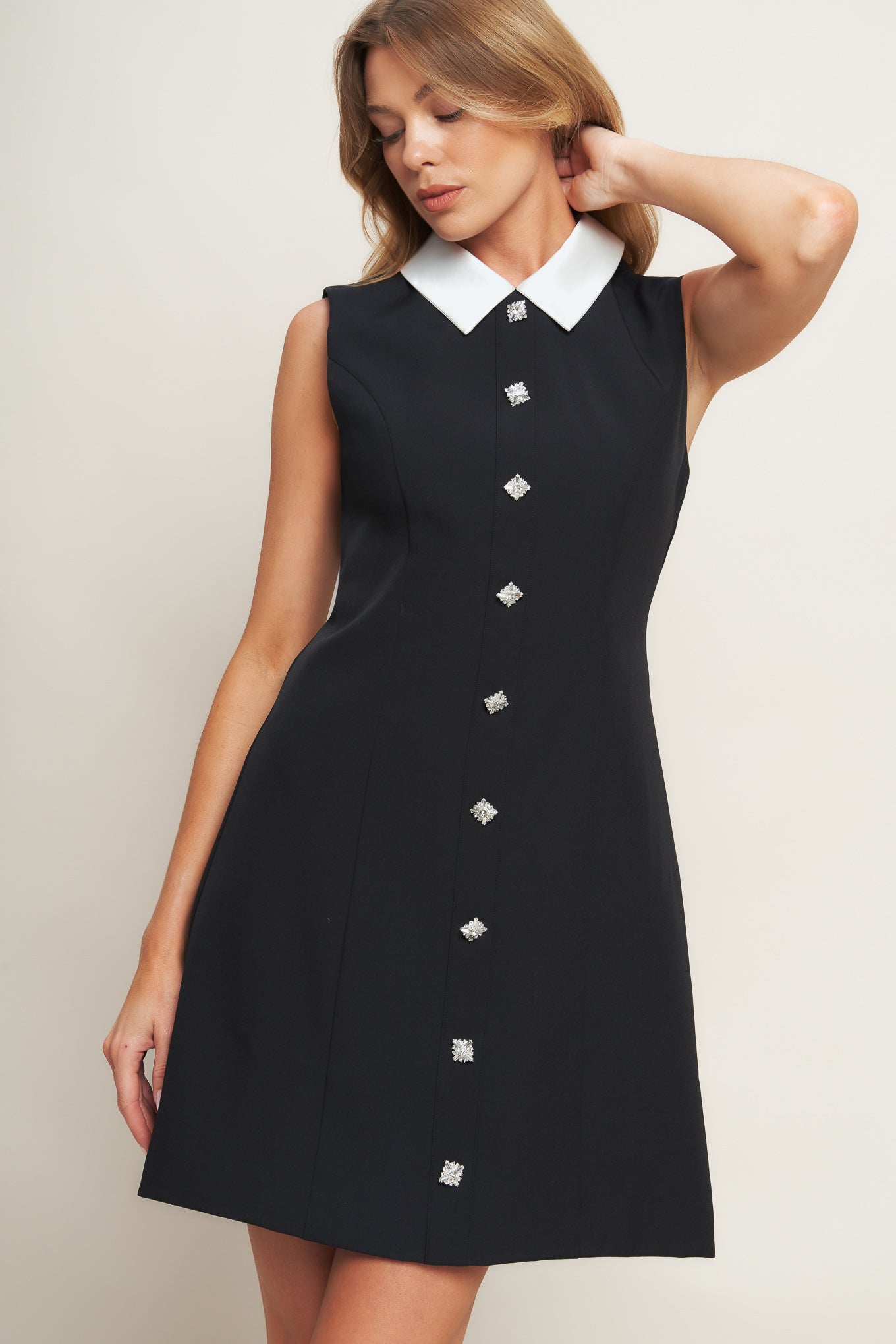 LOVELY MOMENT BLACK WOVEN MINI DRESS