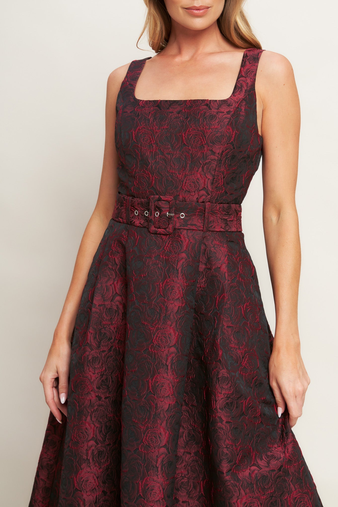 IMPERIAL ALLURE WOVEN JACQUARD MIDI DRESS