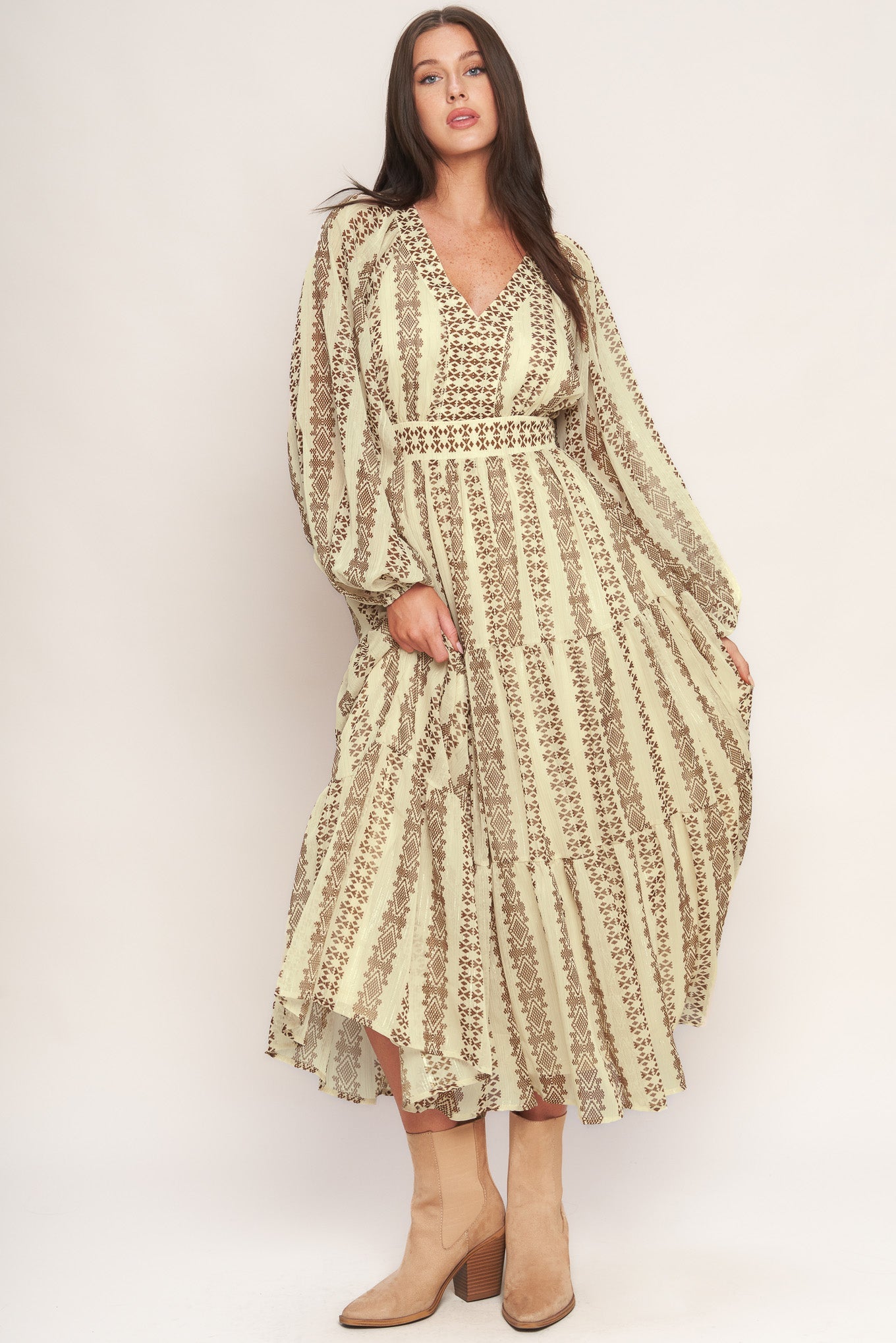 TRIBAL WHISPER WOVEN MIDI DRESS