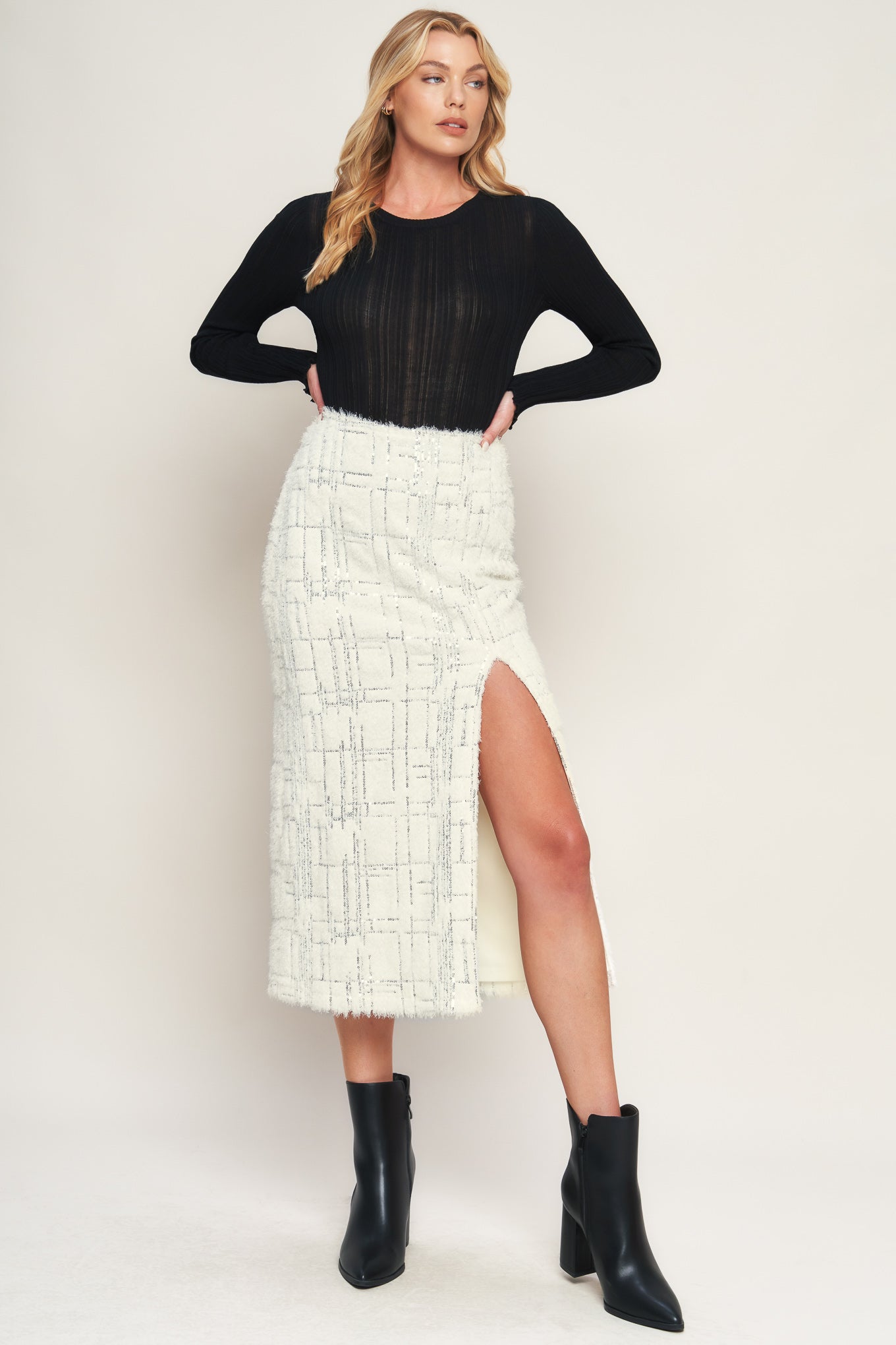 MADE YOU MY WORLD WOVEN MIDI SKIRT
