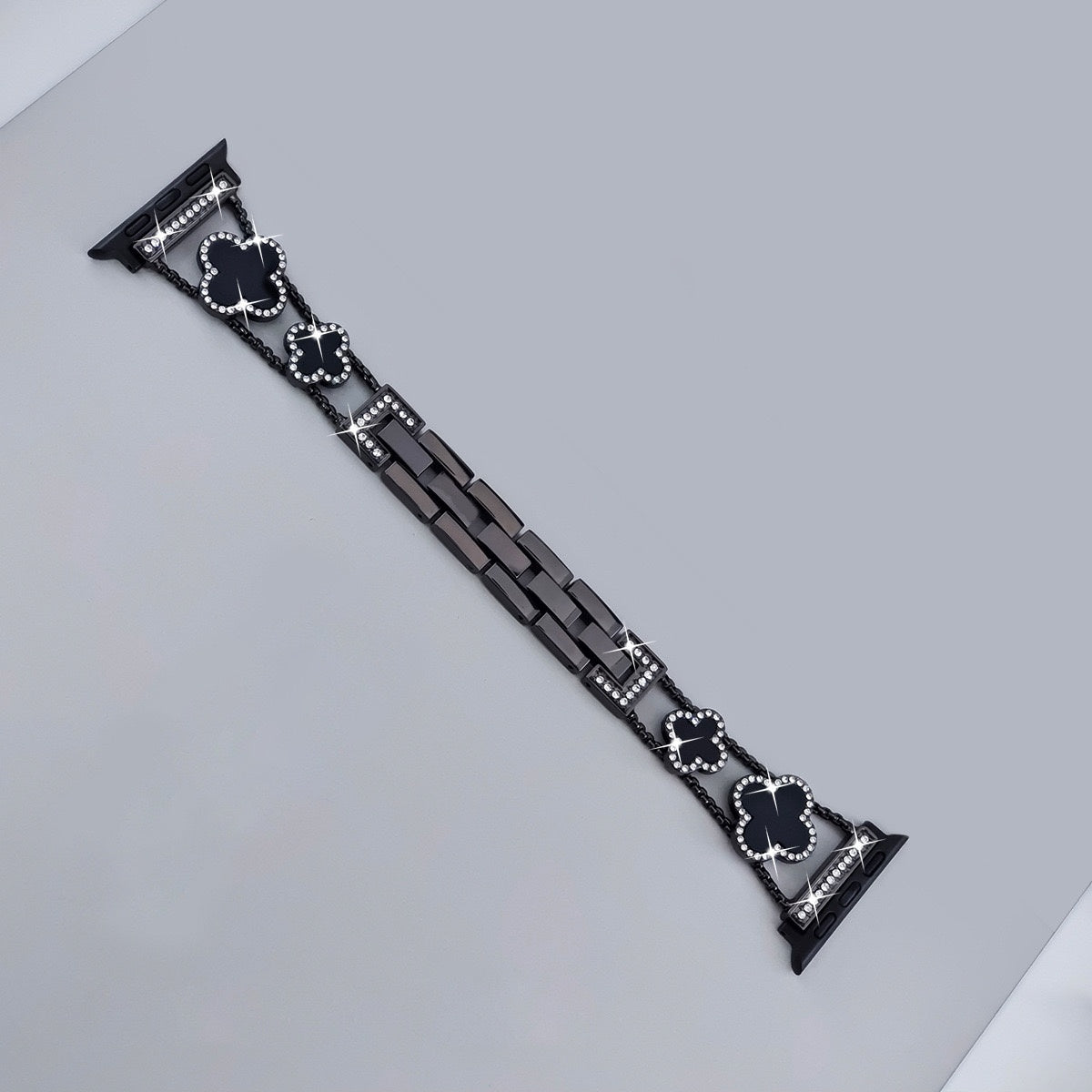 Bling Diamond Clover Bands for Women - Lucky, Cute & Sparkle Dressy Metal Bracelet Strap for Apple Watch