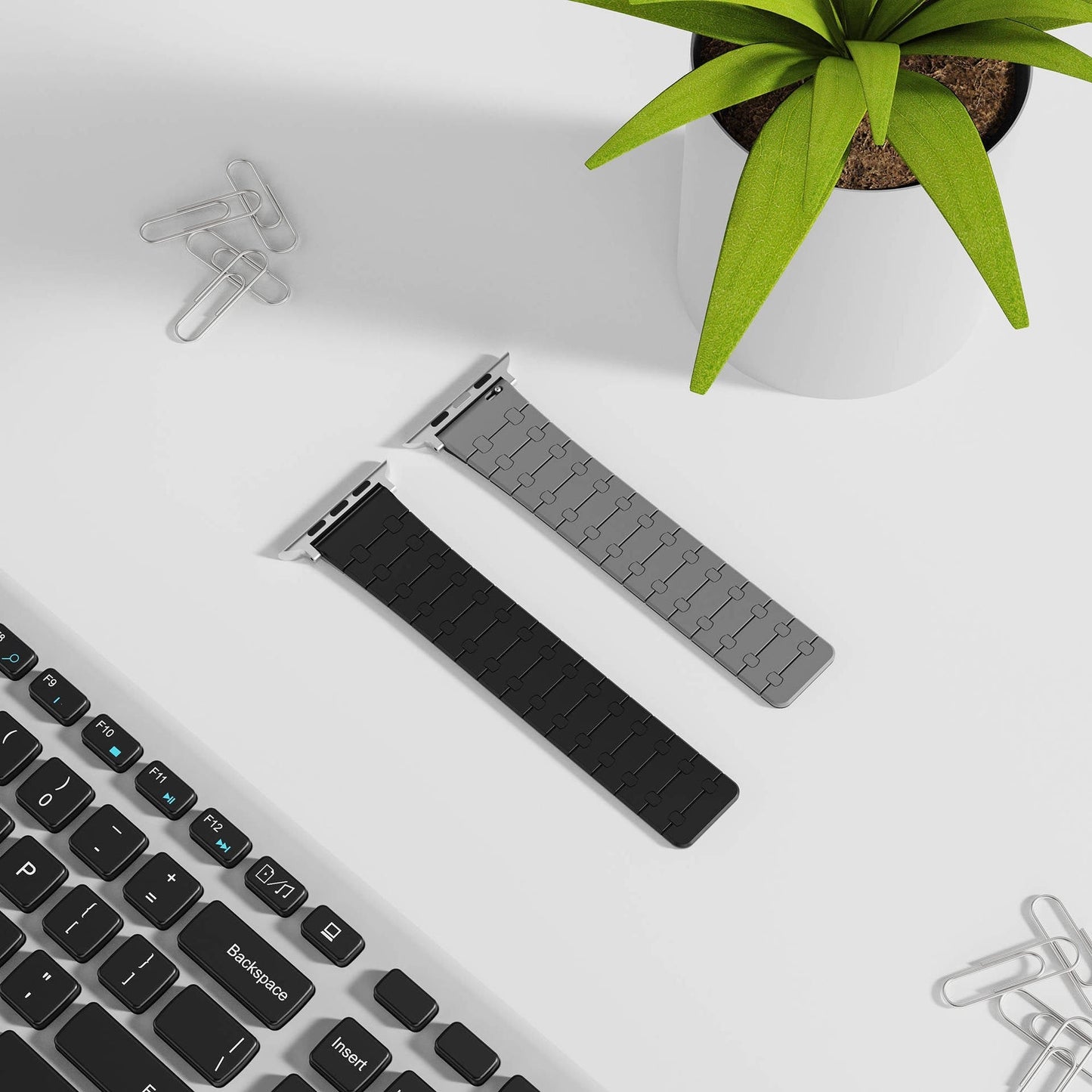 Color - blocking magnetic silicone apple watch strap
