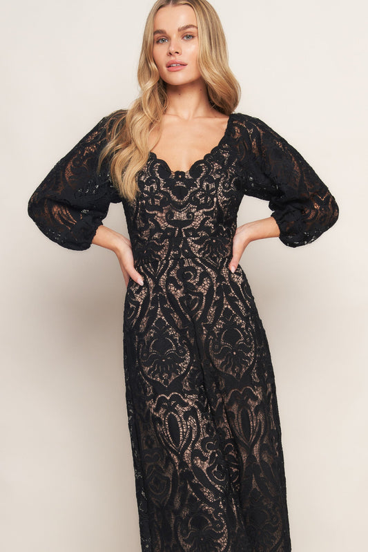 TREASURE TROVE WOVEN LACE JUMPSUIT
