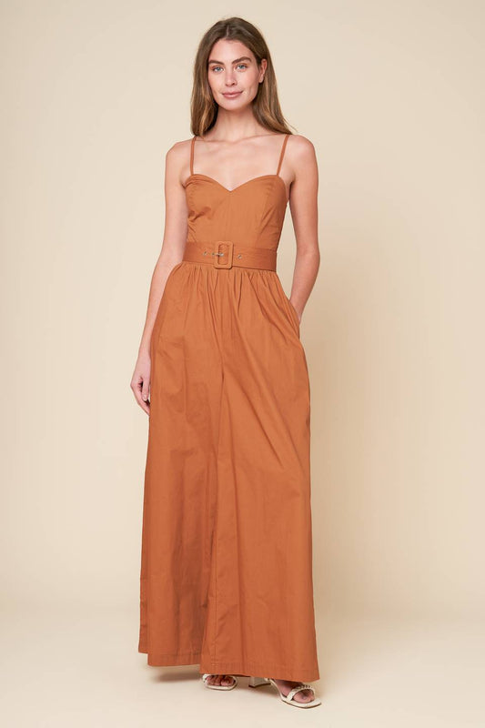 ELEVATED ICON BROWN WOVEN JUMPSUIT