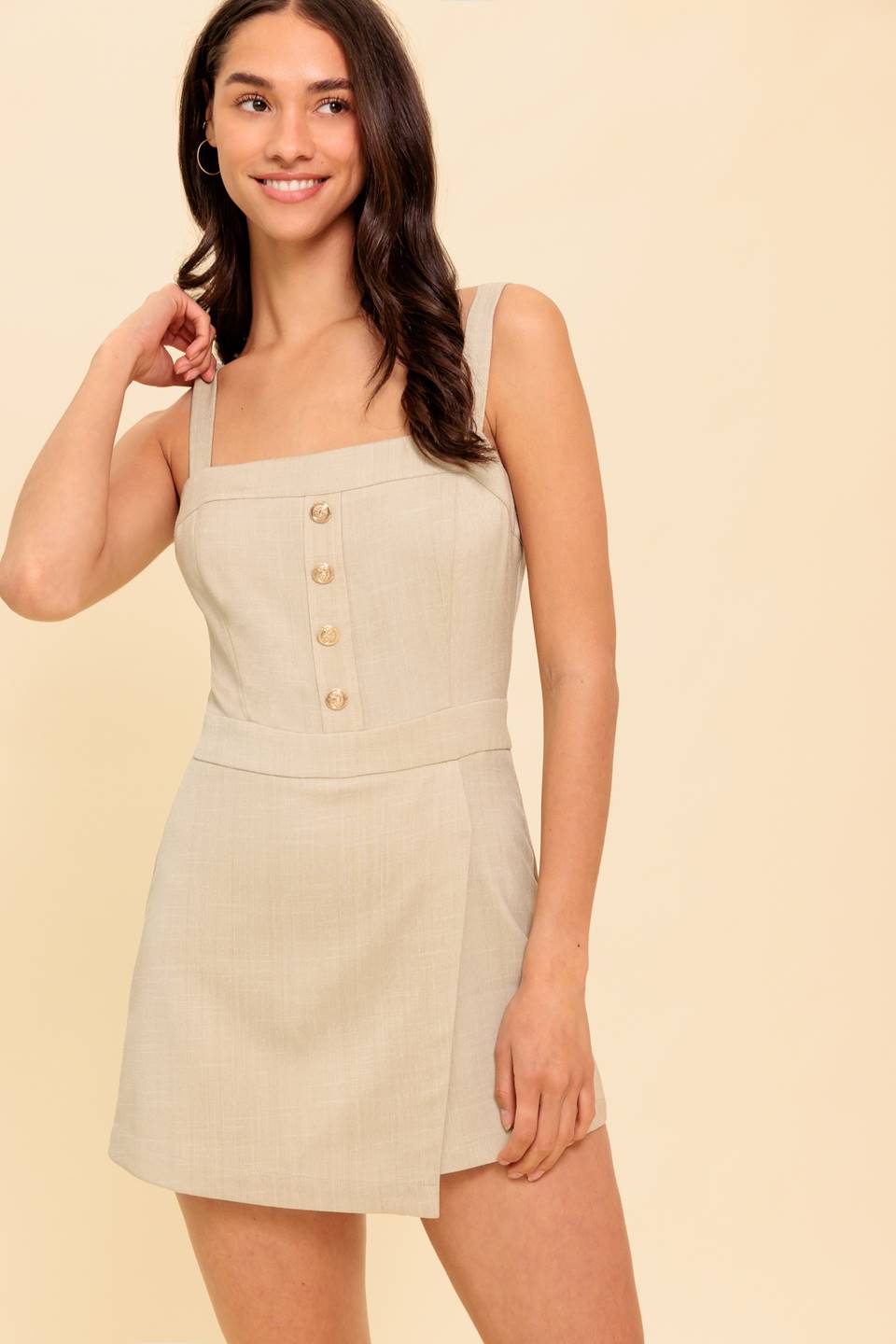 TREND ALERT KHAKI WOVEN ROMPER