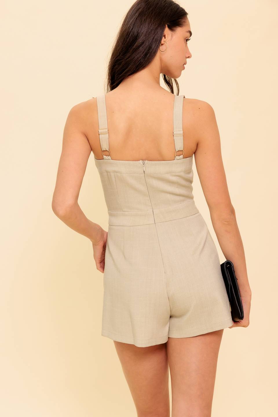 TREND ALERT KHAKI WOVEN ROMPER