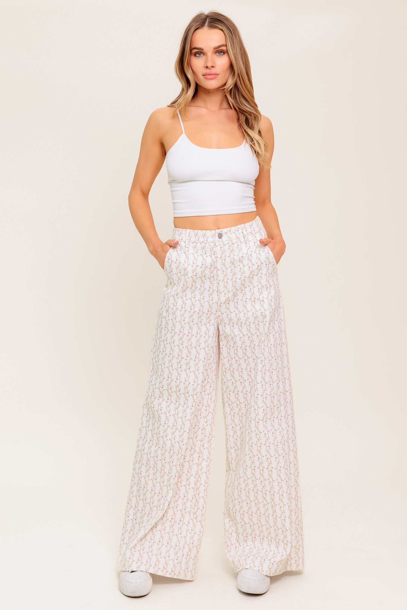 CITRUS FLOW IVORY WOVEN PANTS