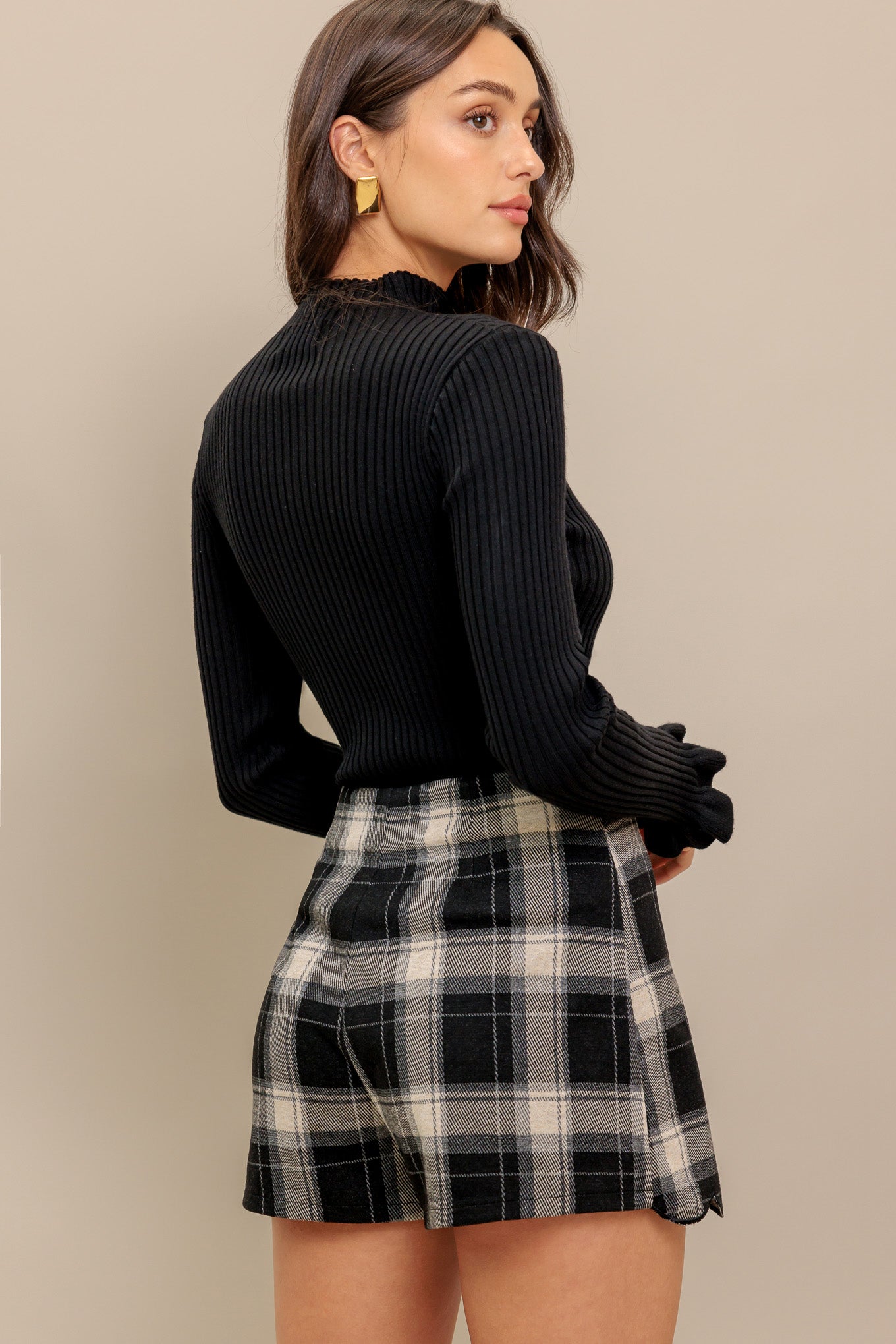 FRENCH BELL WOVEN PLAID SKORT