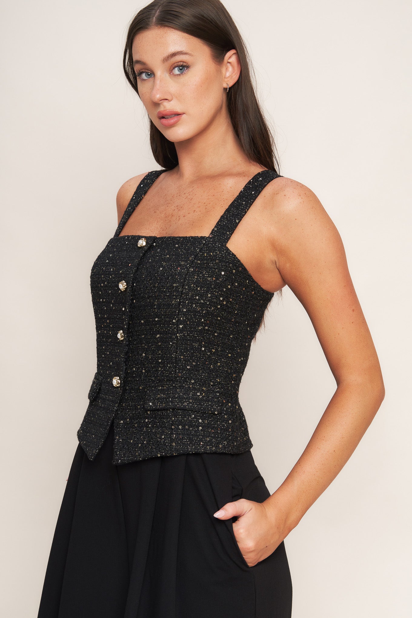 MIDNIGHT PARISIENNE WOVEN JUMPSUIT