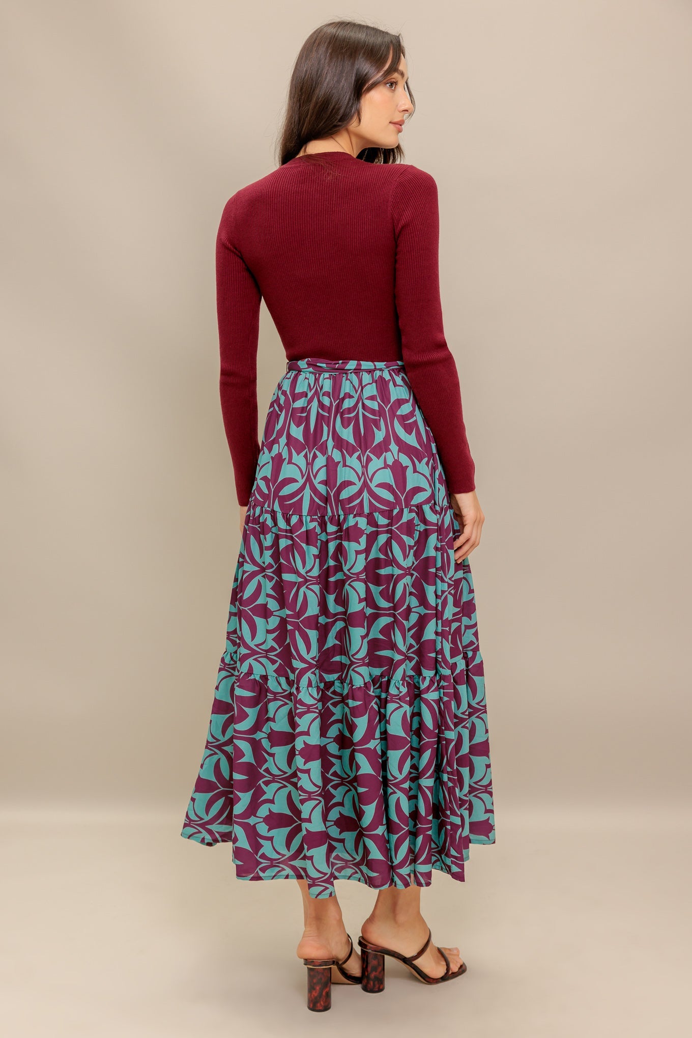 SANGRIA BLOOM WOVEN MIDI DRESS
