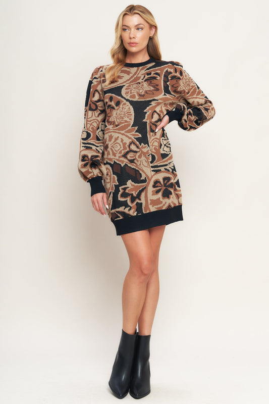 BAROQUE HAVANA SWEATER KNIT MINI DRESS