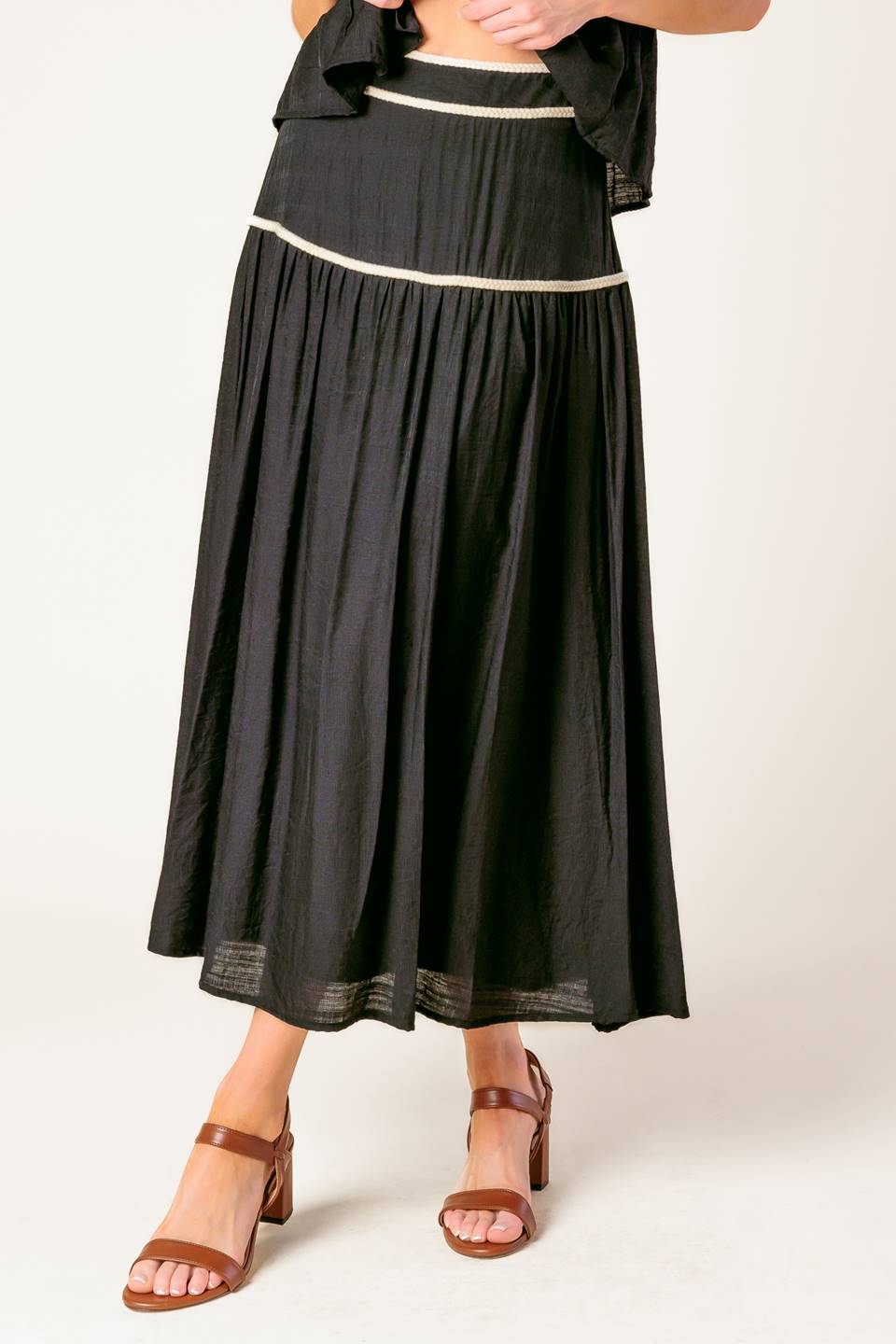 DIVIDE AND CONTOUR WOVEN TOP AND SKIRT SET