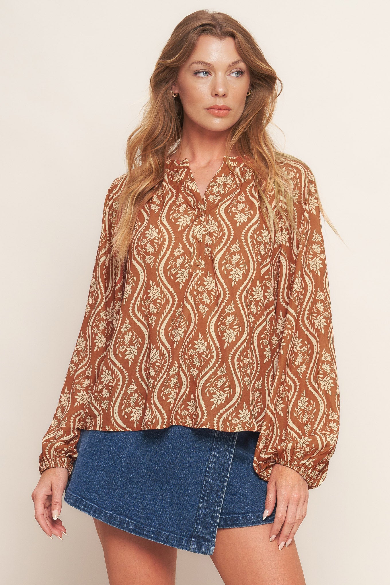 ANGELIC SWEETIE BROWN WOVEN TOP