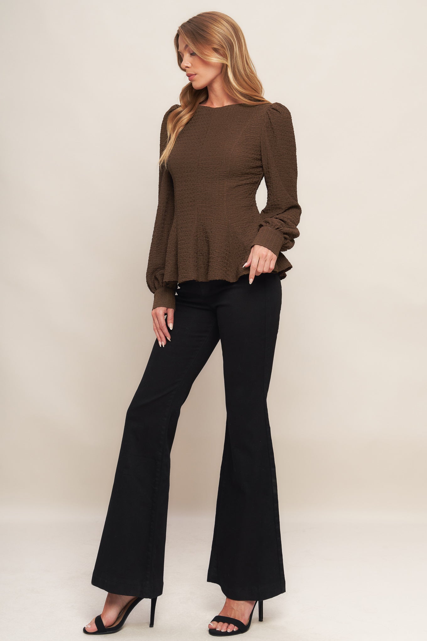 COFFEE DATE BROWN WOVEN TOP