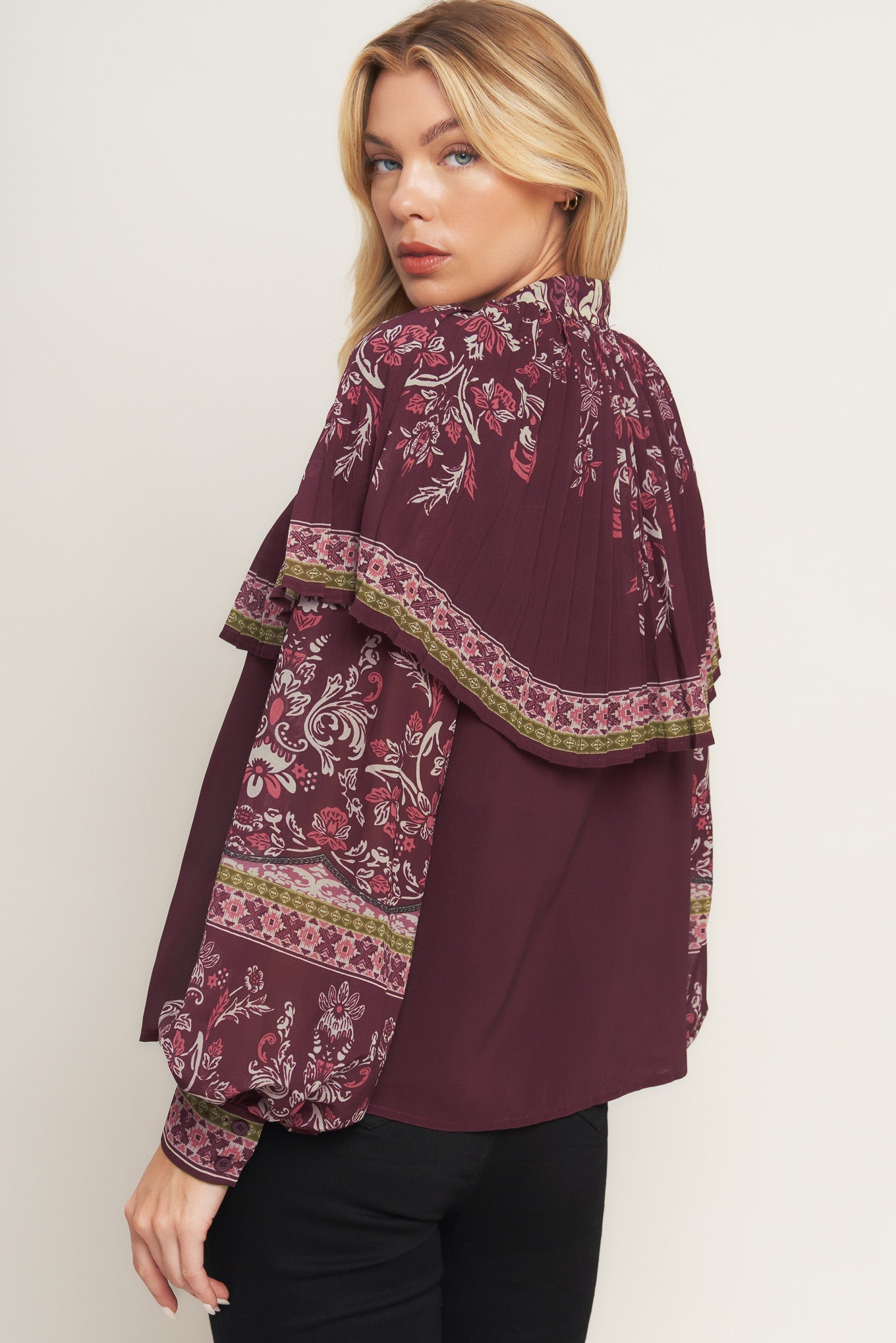 AZTEC CHERRY WOVEN TOP