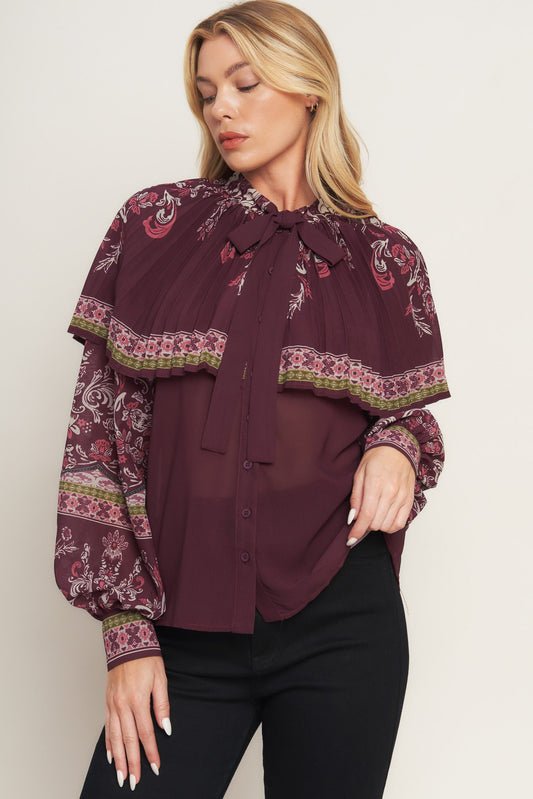 AZTEC CHERRY WOVEN TOP