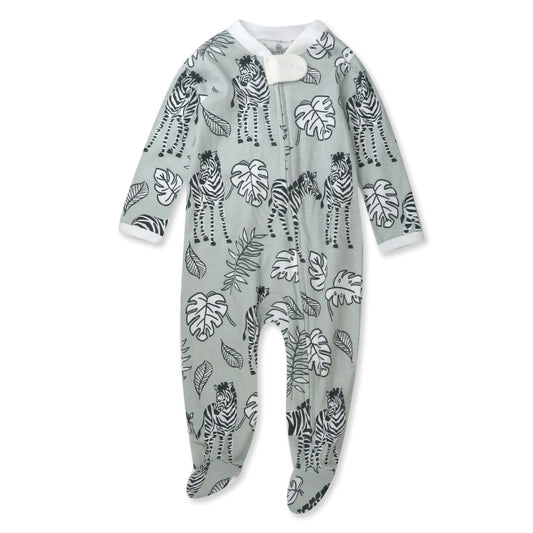 HonestBaby Baby Girls' Sleep and Play Footed Pajamas One-Piece Sleeper Jumpsuit Zip-Front Cotton Pjs 1 Baby Zebra Camo 0-3 Months - # BAAA21110027